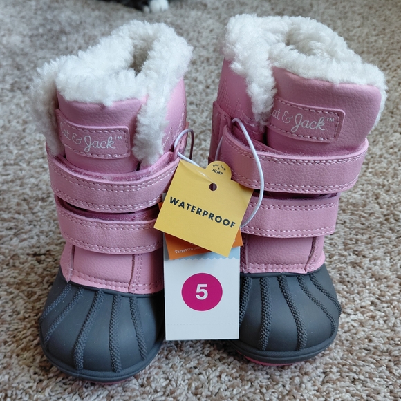 Pink Cat & Jack Toddler Girls Winter Boots Size 5 NWT - Picture 1 of 4